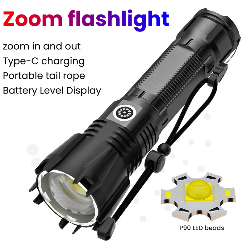 High-power P90 LED Flashlight  - Outdoor Spotlight ulasan dan harga
