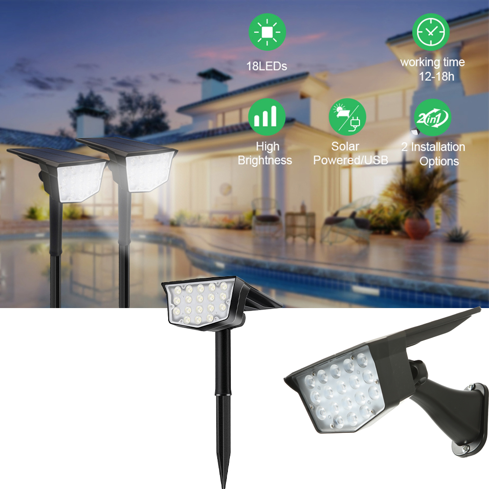 2Pcs Solar Outdoor Spot Lights - Outdoor Spotlight ulasan dan harga